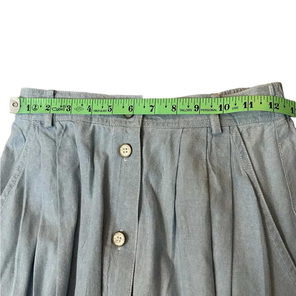 Jennifer Moore cotton Denim Skirt Buttons all the way down Small with pockets - Picture 6 of 11